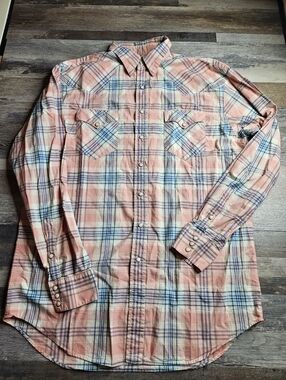 Polo By Ralph Lauren Men's Large Tall Plaid Snap Front Shirt